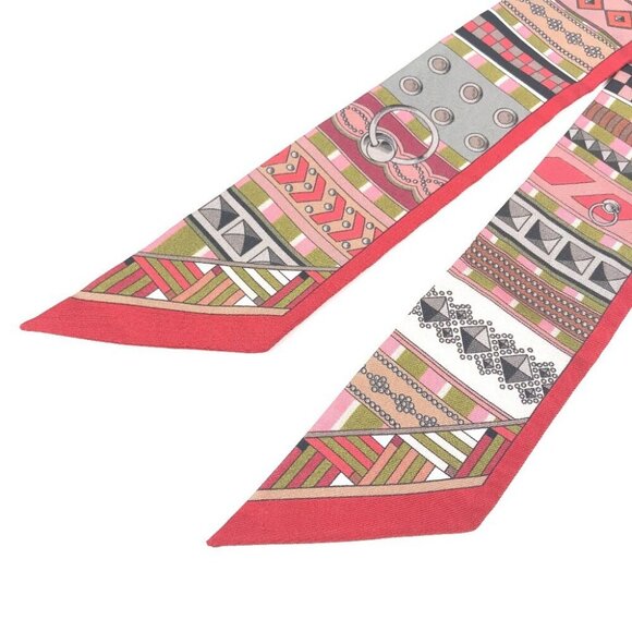 HERMES Twilly Twilly Collier de Chien Bandeau Scarf Scarf silk Red - Picture 13 of 15